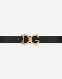 Leather belt with baroque DG logo