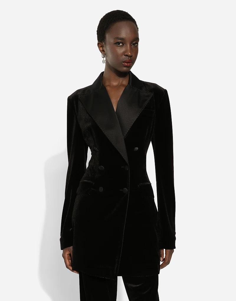 Double-breasted velvet Turlington jacket