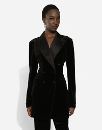 Double-breasted velvet Turlington jacket