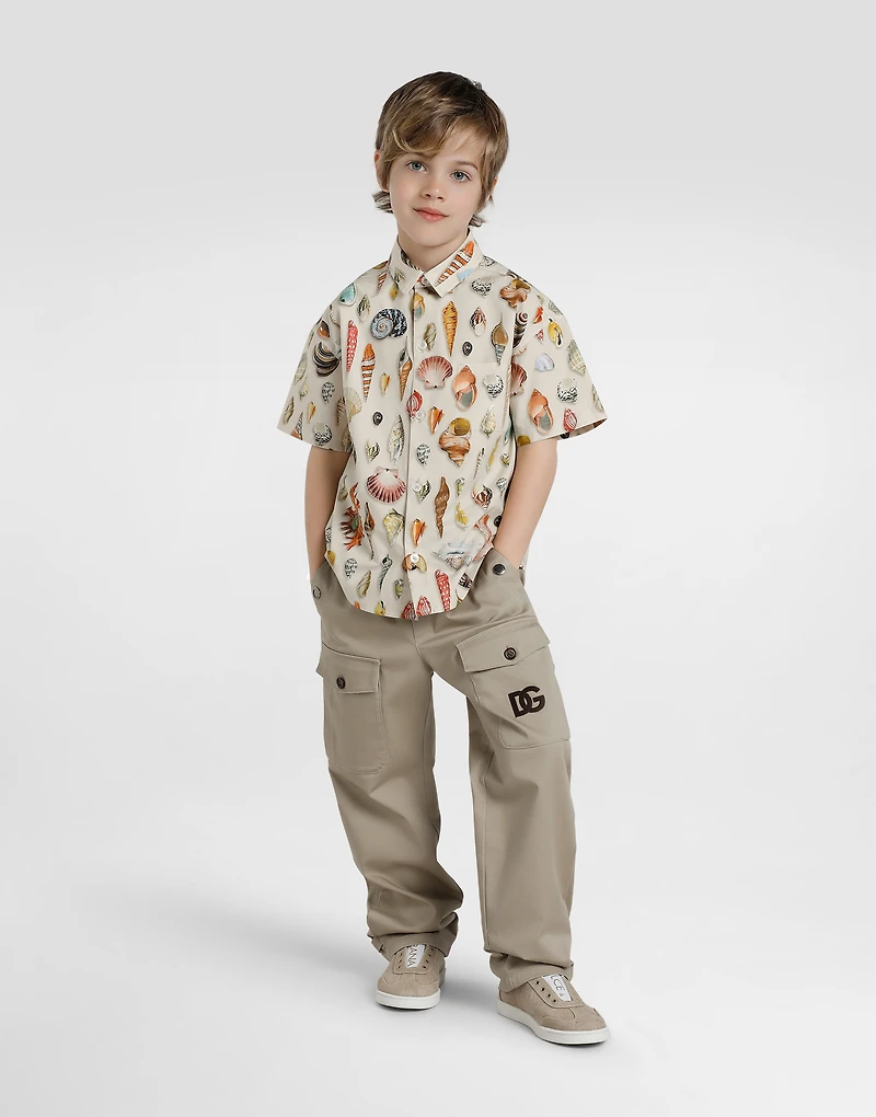 Shell-print poplin shirt