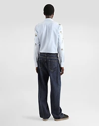 Silk and cotton shirt with floral appliqués