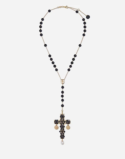 Sicily Rosary Necklace 18-carat yellow gold and black sapphires