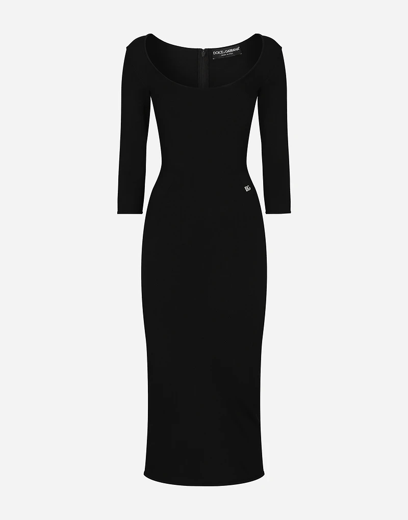 Calf-length viscose knit dress