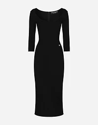 Calf-length viscose knit dress