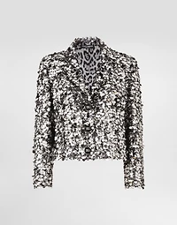 Short single-breasted jacket with sequin embellishment