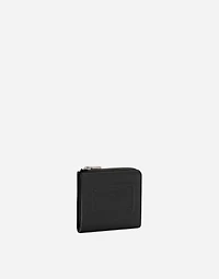 Calfskin card holder with raised logo