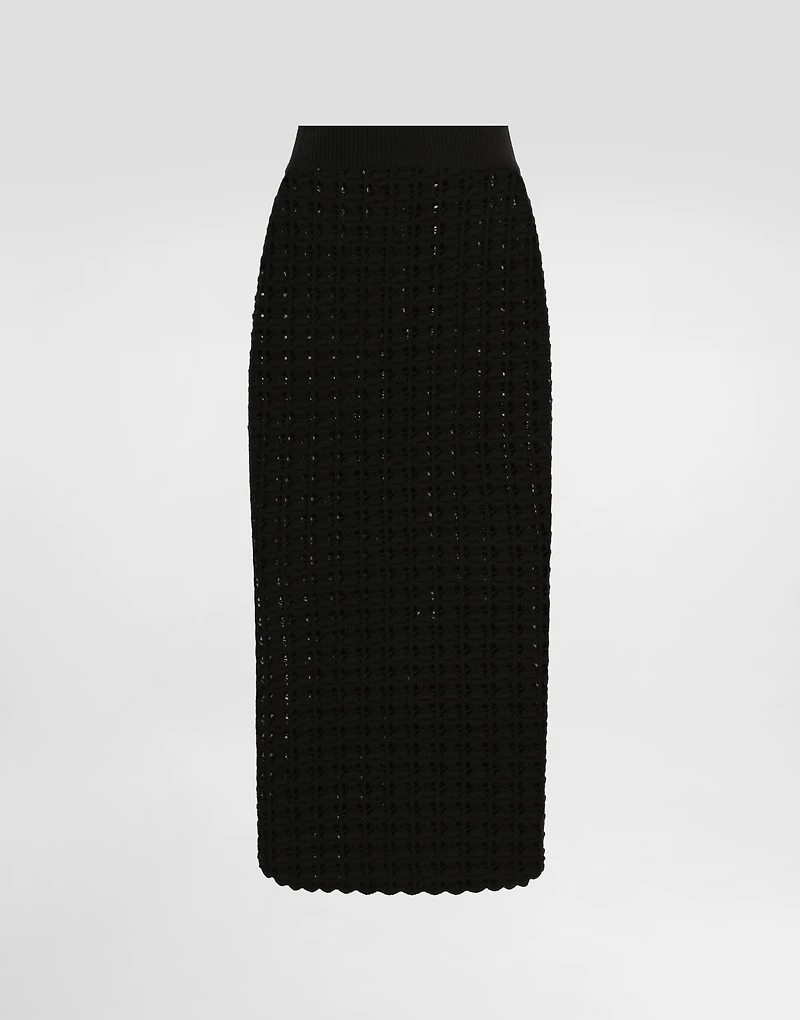 Cotton jacquard palazzo pants with floral print