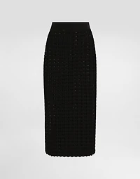 Cotton jacquard palazzo pants with floral print