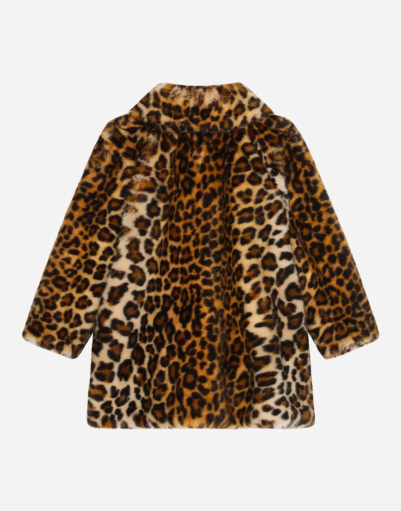 Leopard-print faux fur coat