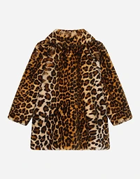 Leopard-print faux fur coat