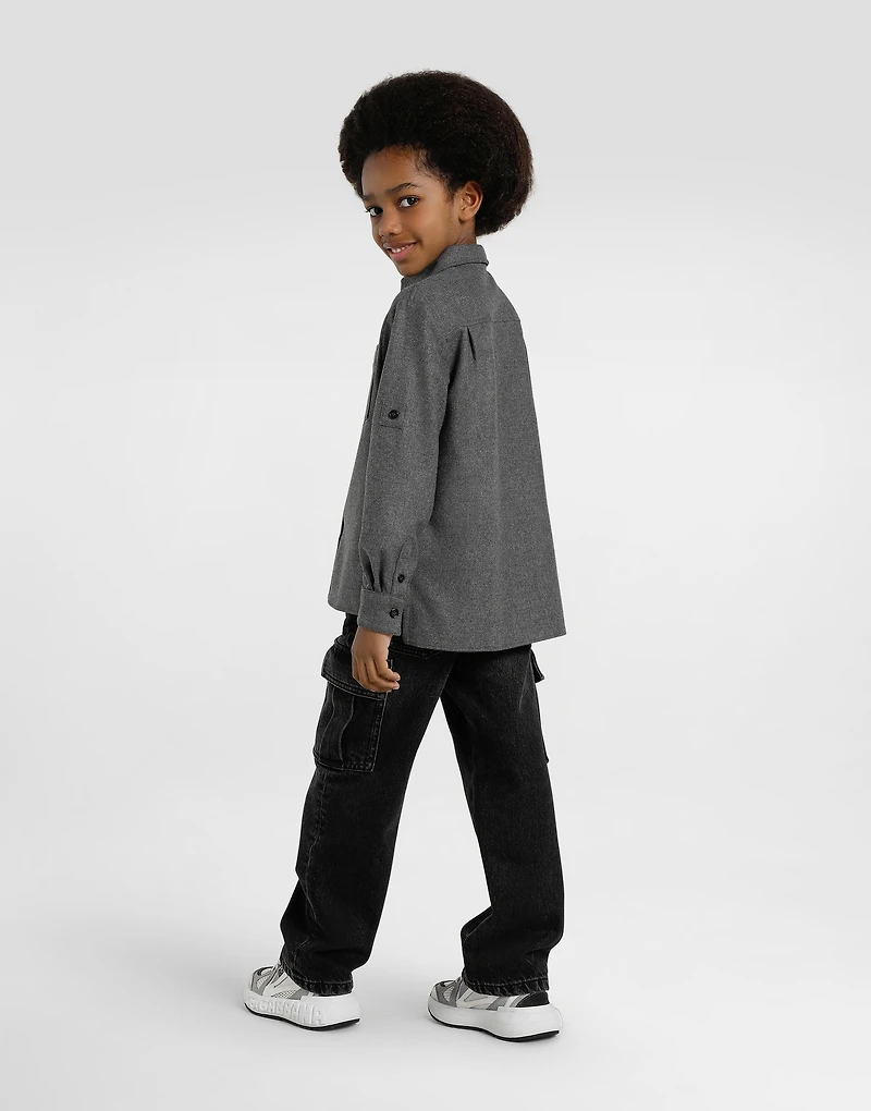 Melange wool mat shirt