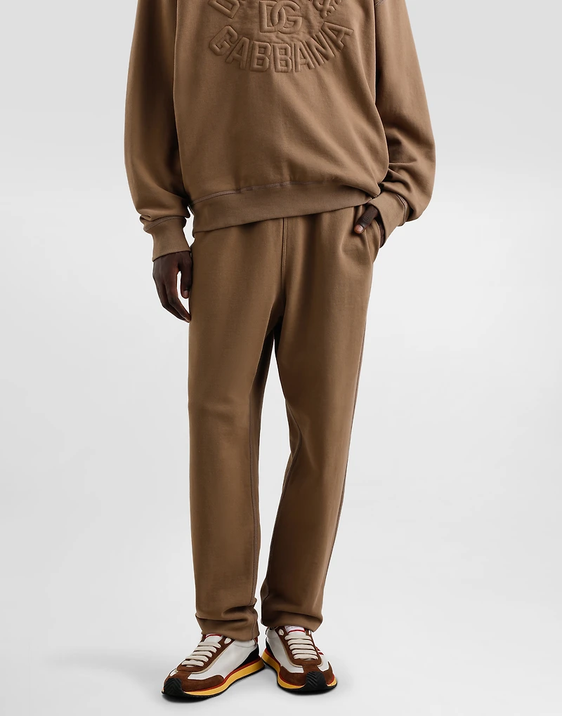 Stretch jersey jogging pants with embroidery