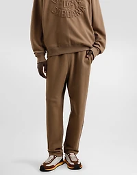 Stretch jersey jogging pants with embroidery