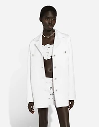 Short single-breasted brocade coat
