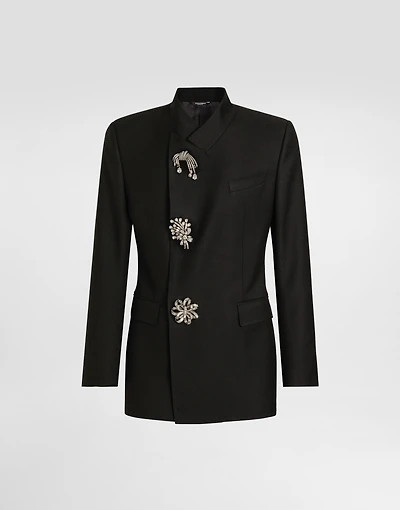 Double-breasted jacket inwool gabardine