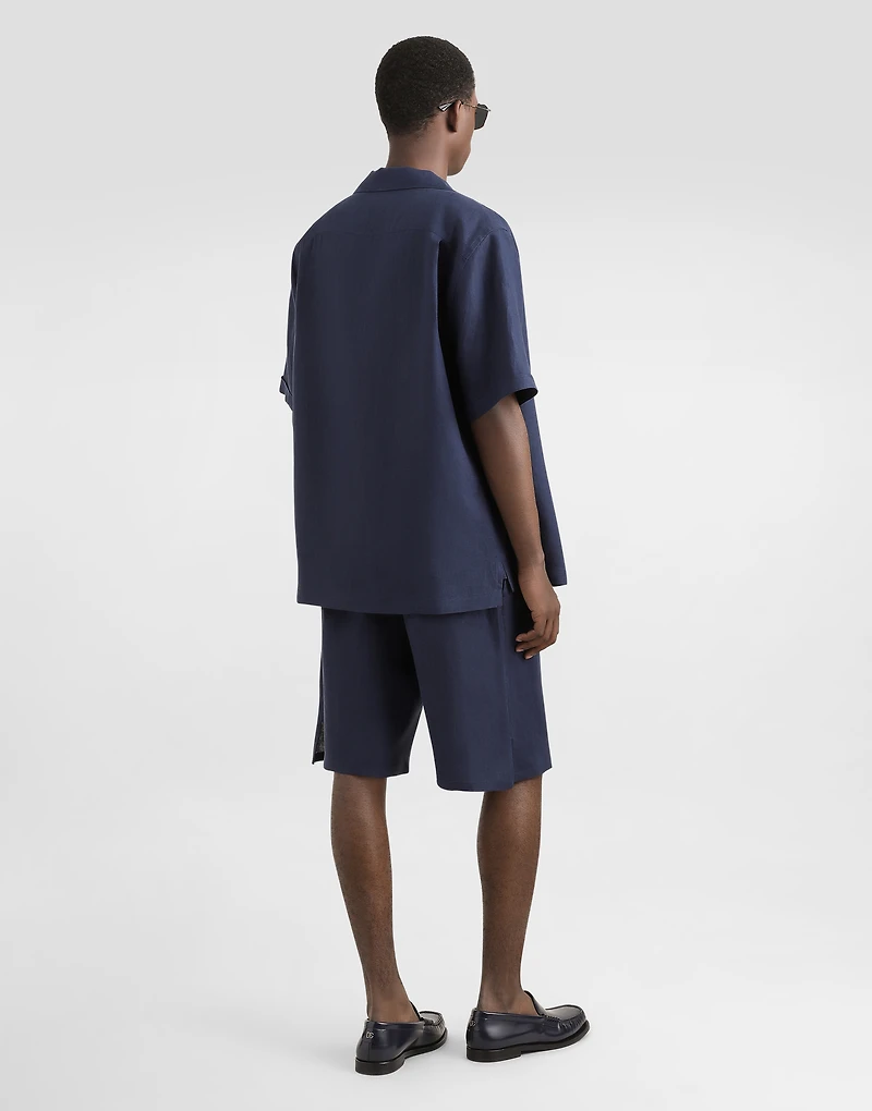 Linen shirt with logo embroidery