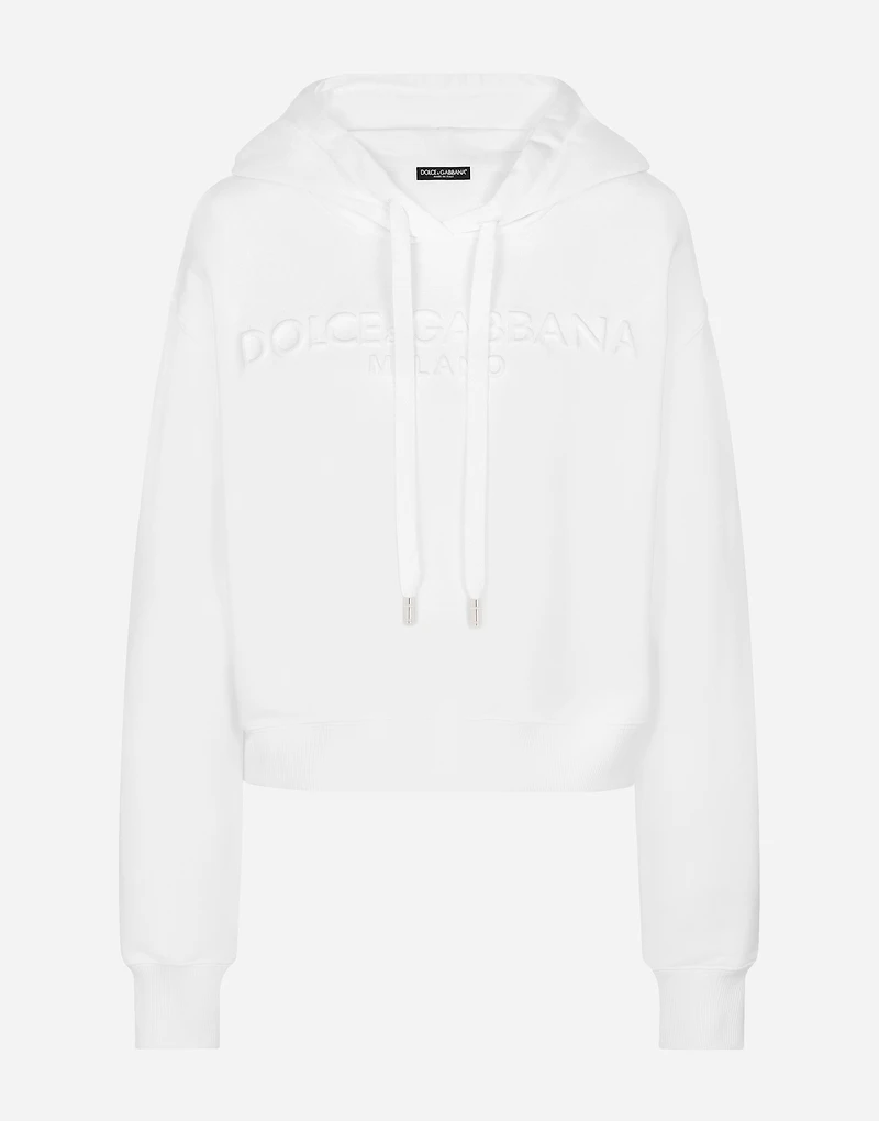 Jersey hoodie with embossed logo