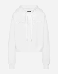 Jersey hoodie with embossed logo