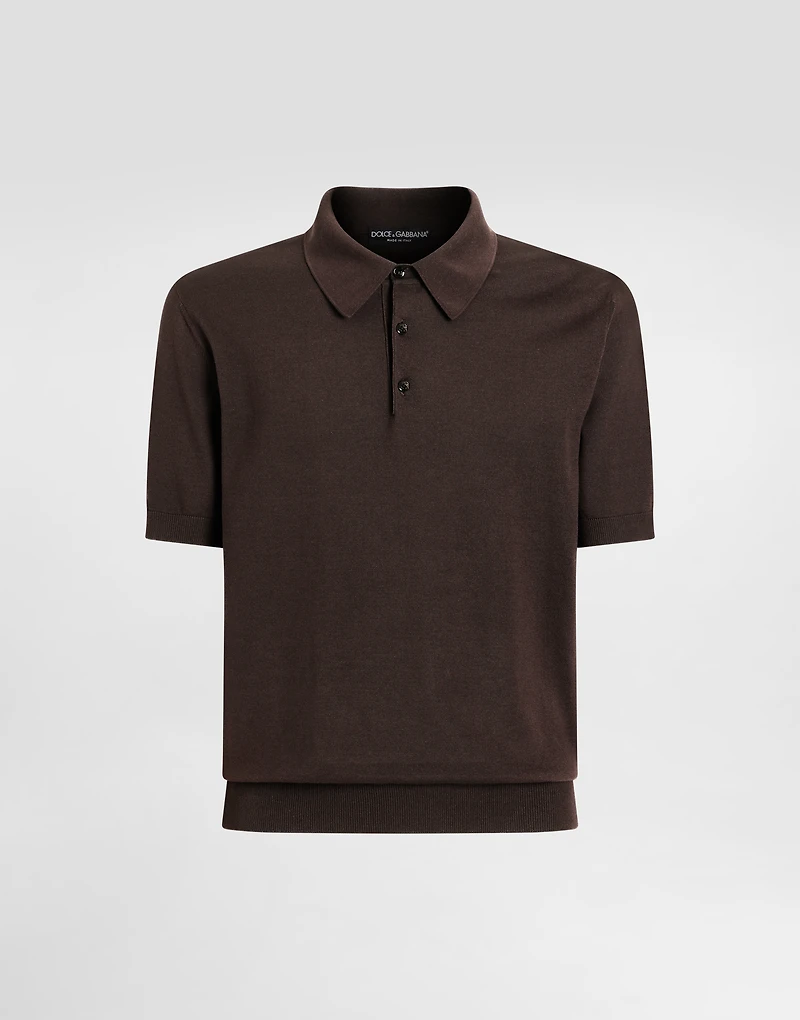 Short-sleeved cotton polo-shirt