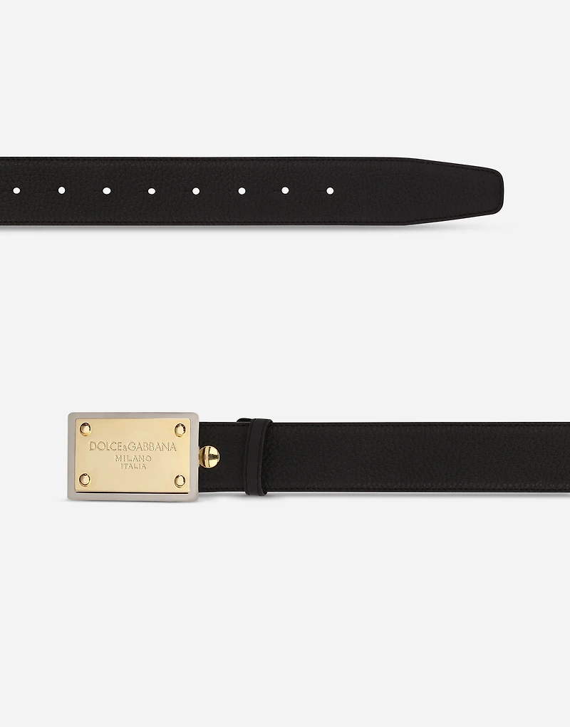 Grainy calfskin belt