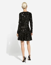 Short long-sleeved sequined dress