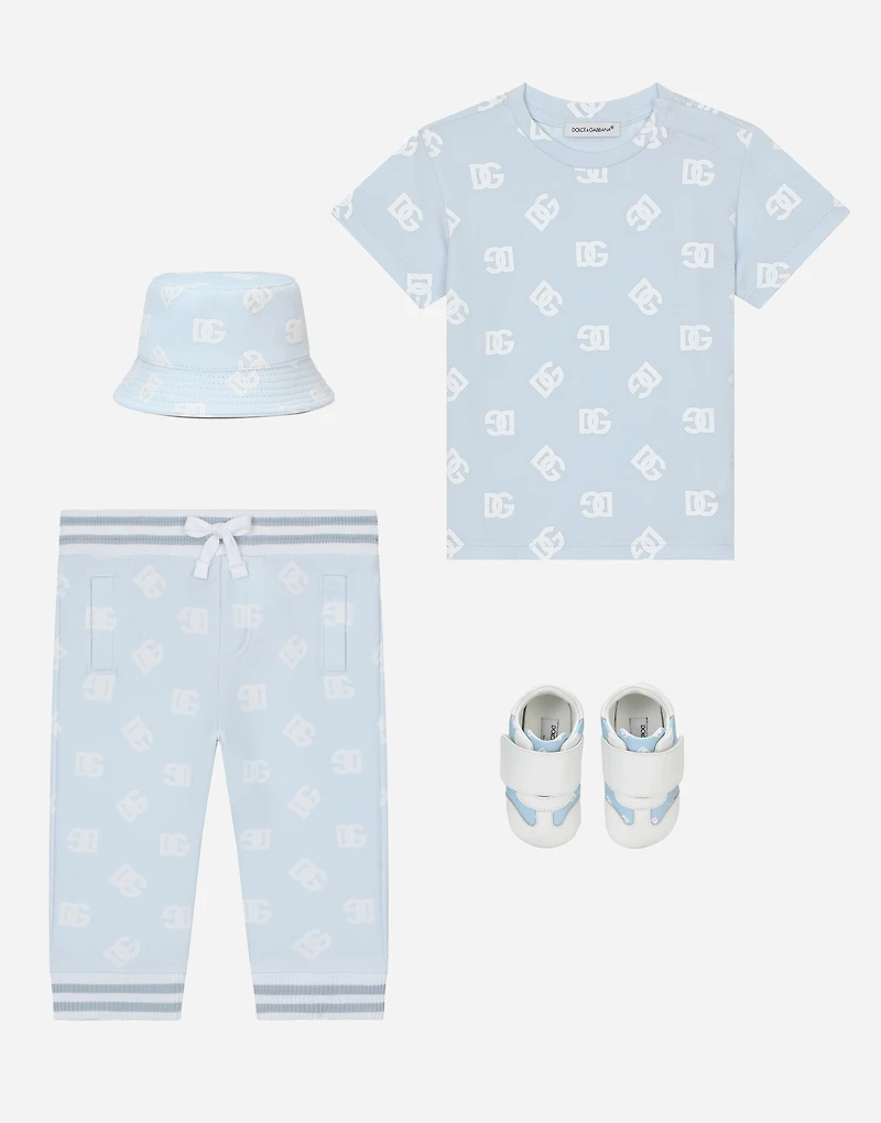Nappa leather newborn sneakers with DG-logo print