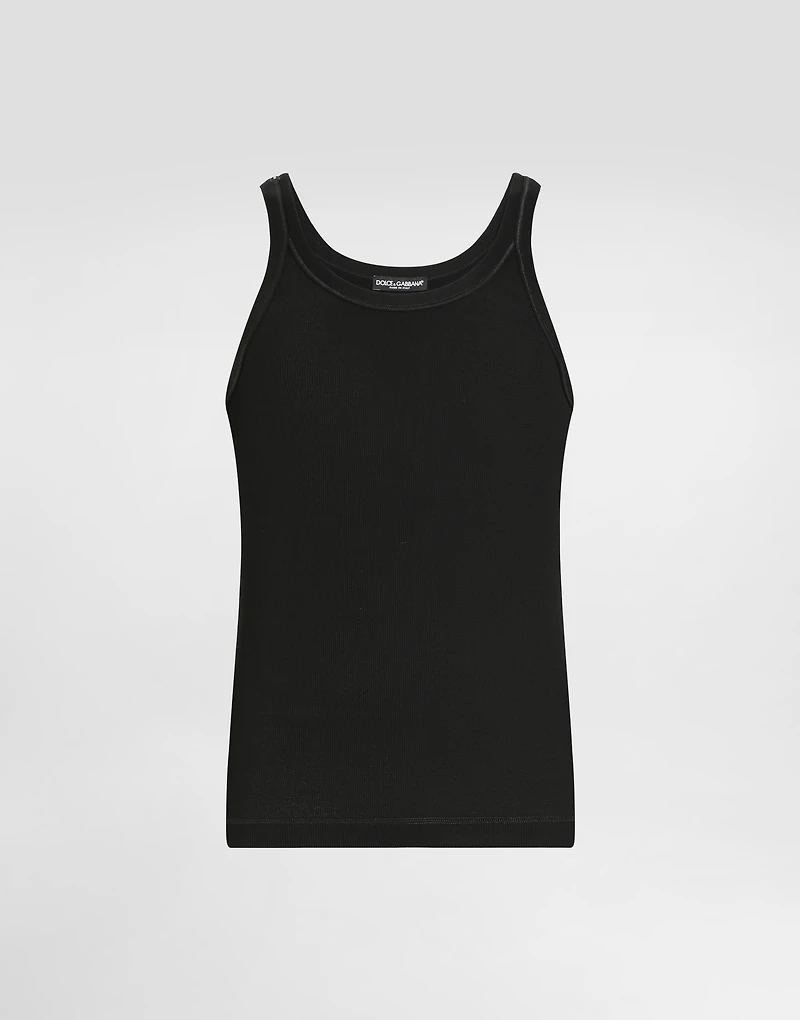 Fine-rib washed cotton singlet