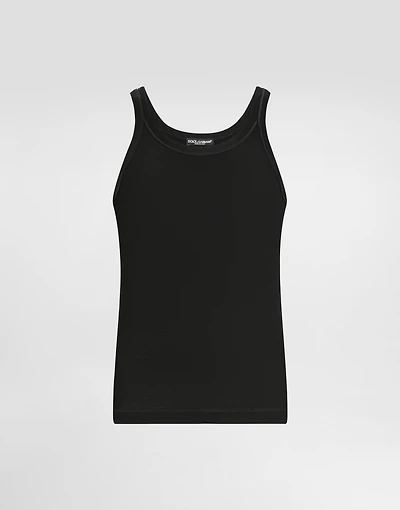 Fine-rib washed cotton singlet
