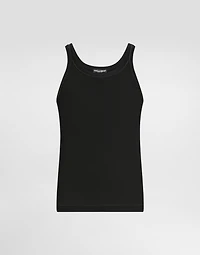 Fine-rib washed cotton singlet