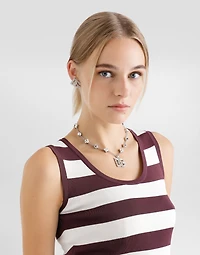 Fine link necklace with rhinestone-detailed DG logo and accents