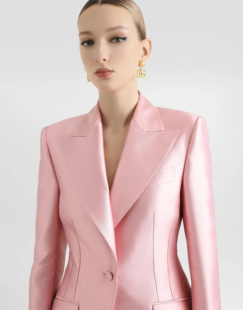 Silk shantung single-breasted jacket