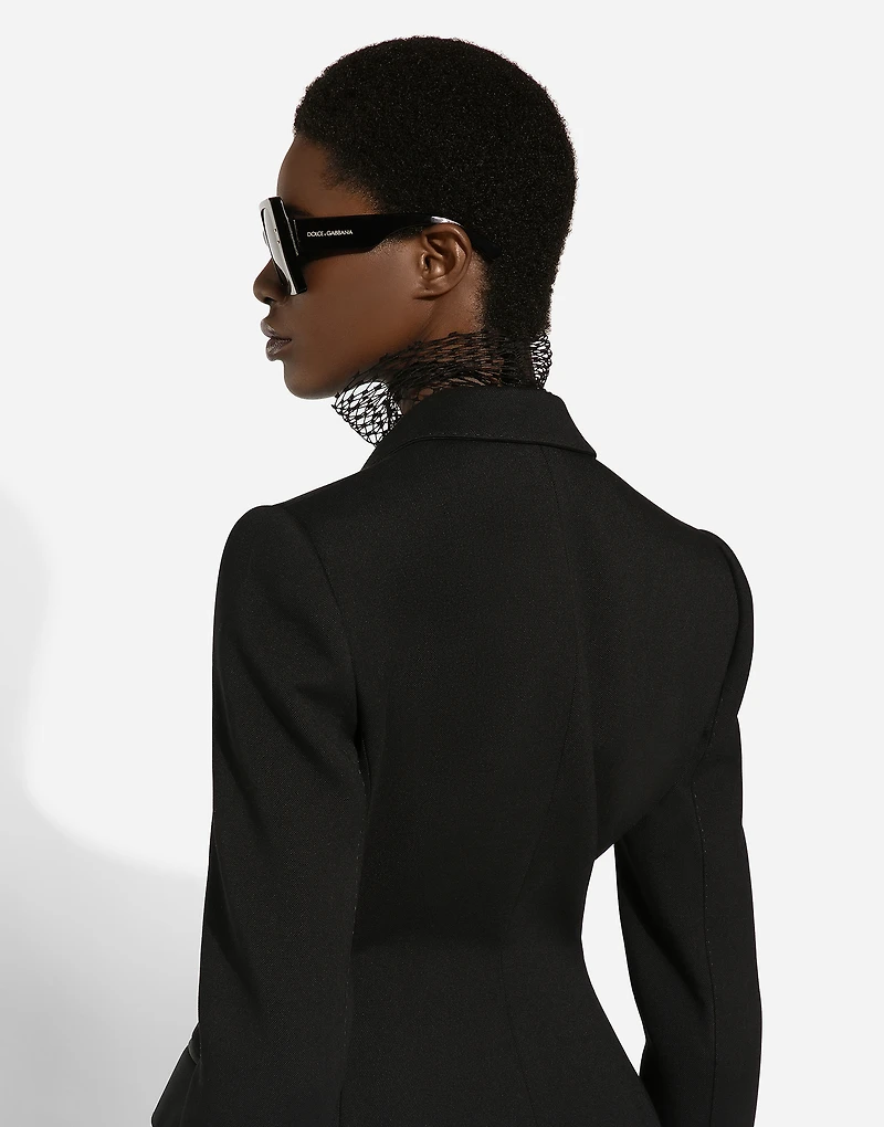 Long double-breasted Dolce tuxedo jacket stretch wool