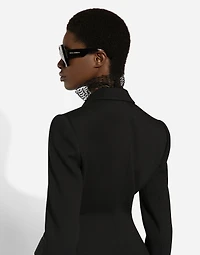 Long double-breasted Dolce tuxedo jacket stretch wool