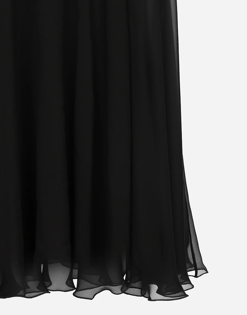 Chiffon calf-length circle skirt