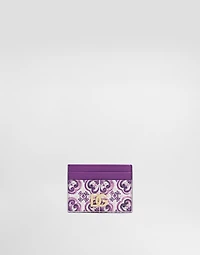 Majolica-print calfskin card holder