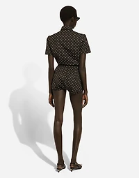 Cotton playsuit with polka-dot print