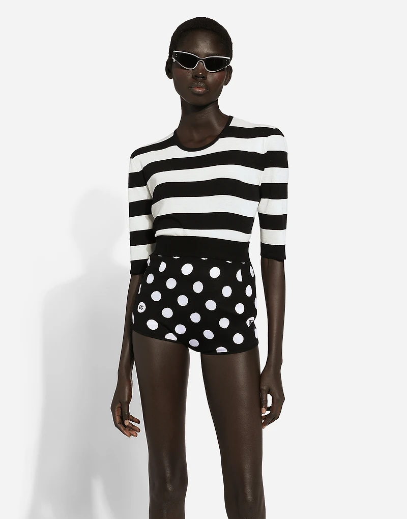 Wool and silk high-waisted panties with polka-dot inlay