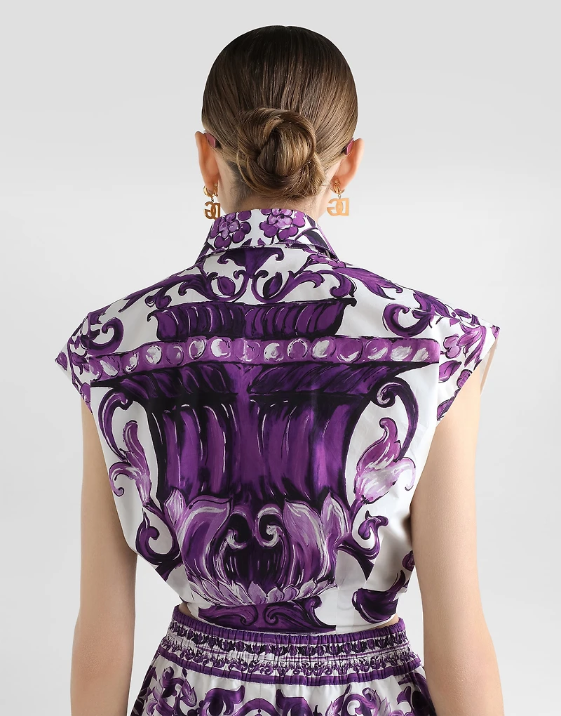 Majolica-print poplin shirt