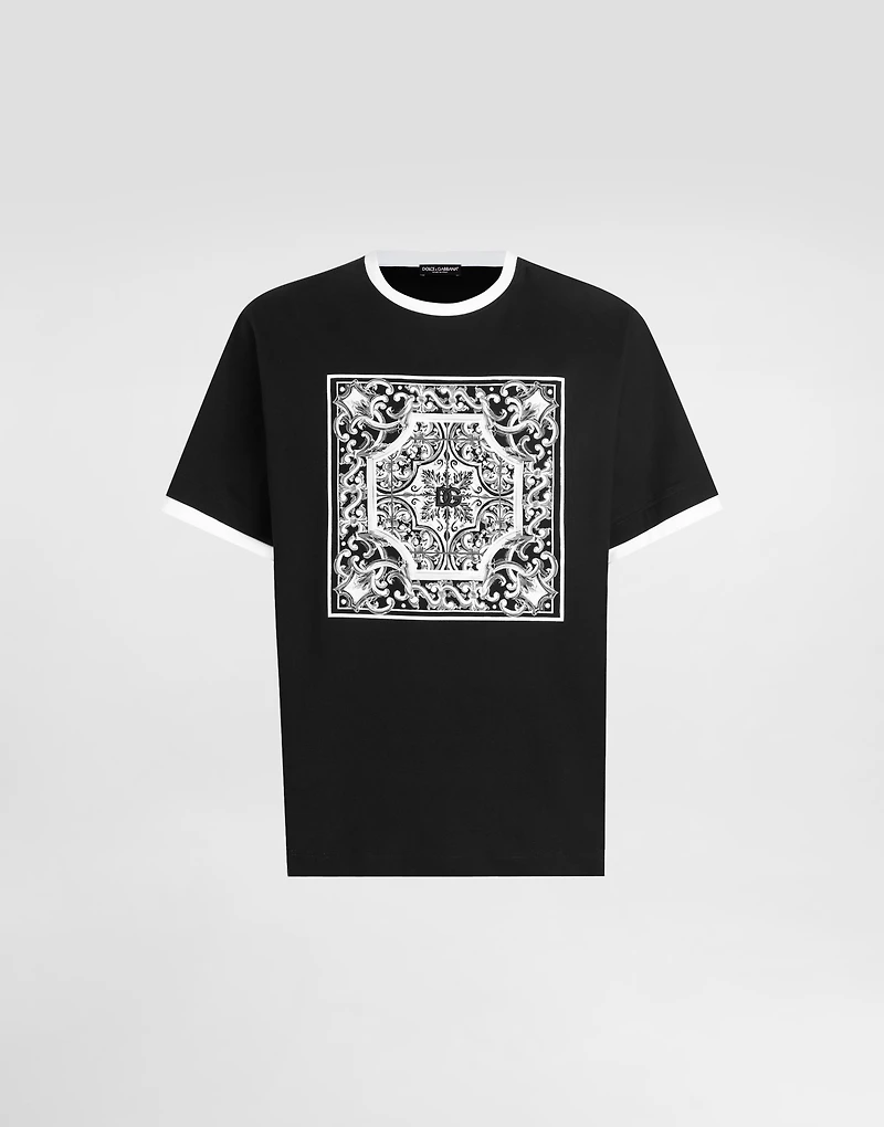 cotton t-shirt with print and embroidery