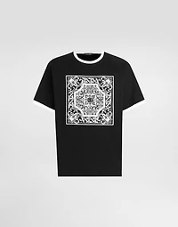 cotton t-shirt with print and embroidery