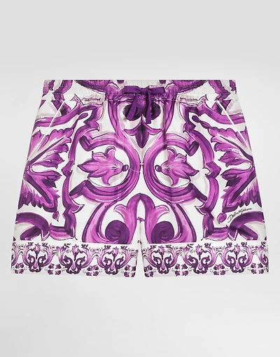 Majolica-print twill bermuda shorts