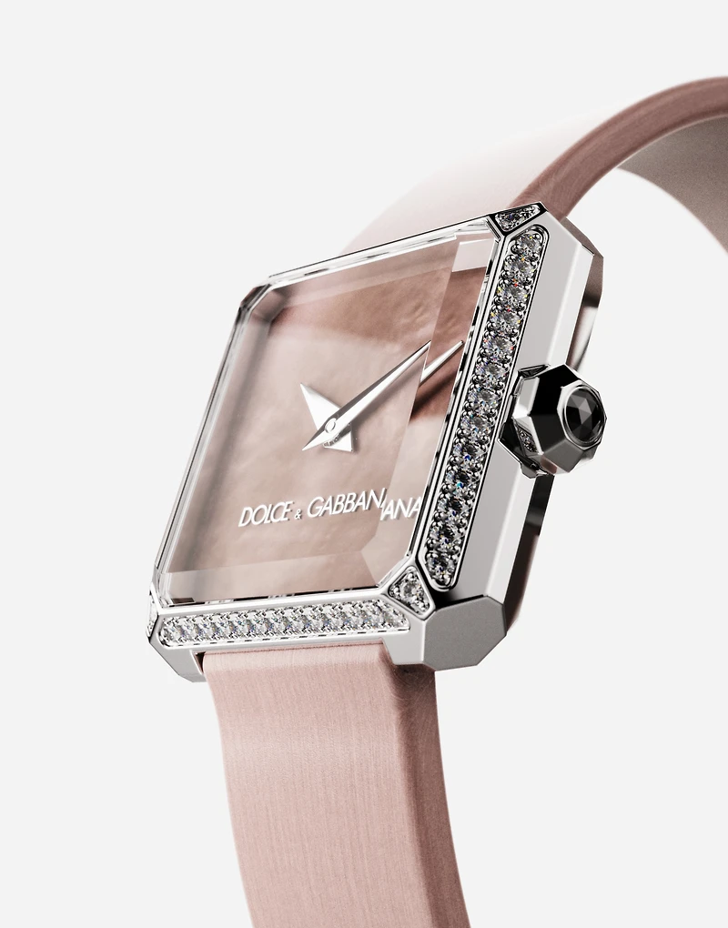 Sofia steel watch with colorless diamonds