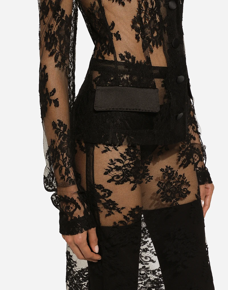 Floral lace jacket with satin details