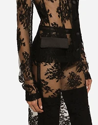 Floral lace jacket with satin details