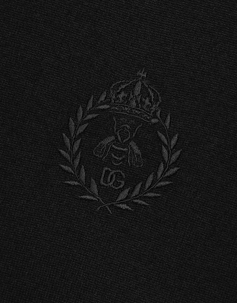 Cashmere polo-style sweater with DG logo embroidery