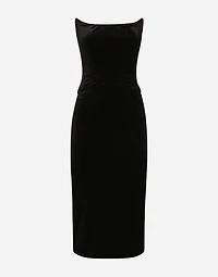 Velvet calf-length corset dress