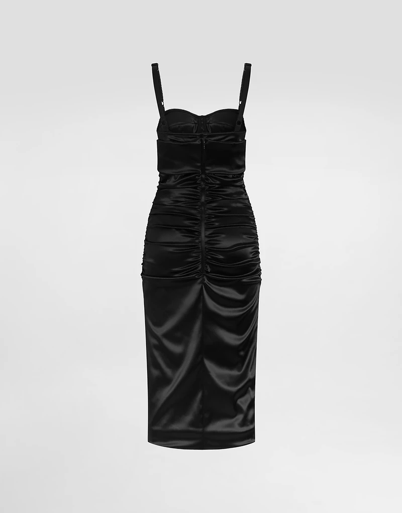 Draped calf-length dress with bra-style detailing