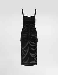 Draped calf-length dress with bra-style detailing