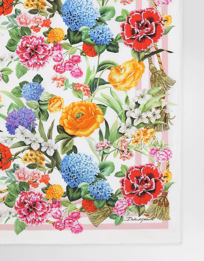 Floral-print silk twill foulard (70x70)