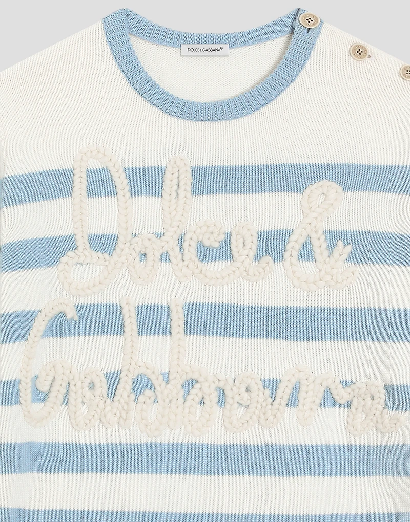 Striped plain-knit pullover with Dolce&Gabbana logo